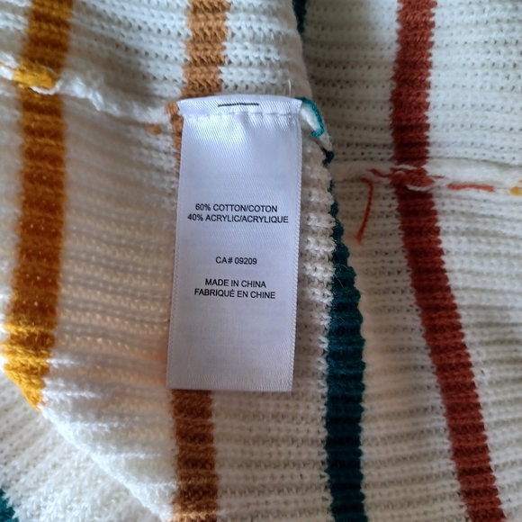 Cleo Women's Striped Button-Down Tank Top - White, Orange, Blue - Picture 4 of 4